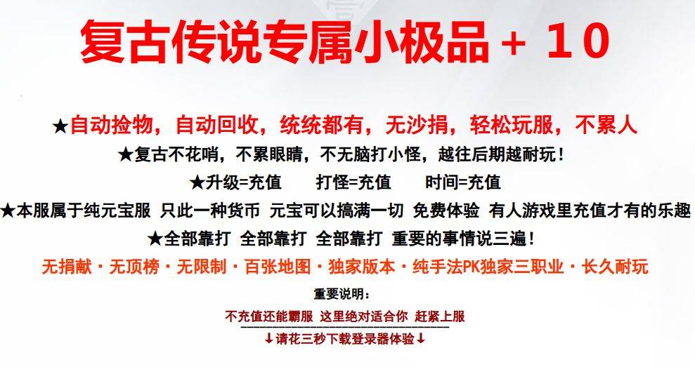 <strong>小极品元素版本 复古加随机属性玩法</strong>